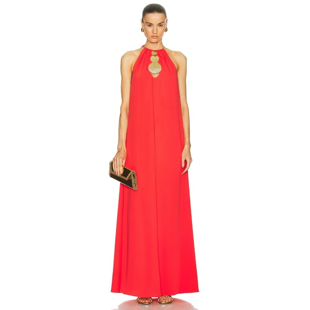 Alexis Celestino Dress in Red Orange Small New Womens Maxi Long Gown